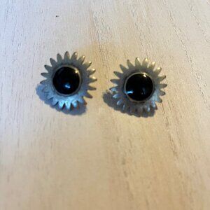 Vintage Sunflower Starburst Stud‎ Earrings With Black Center